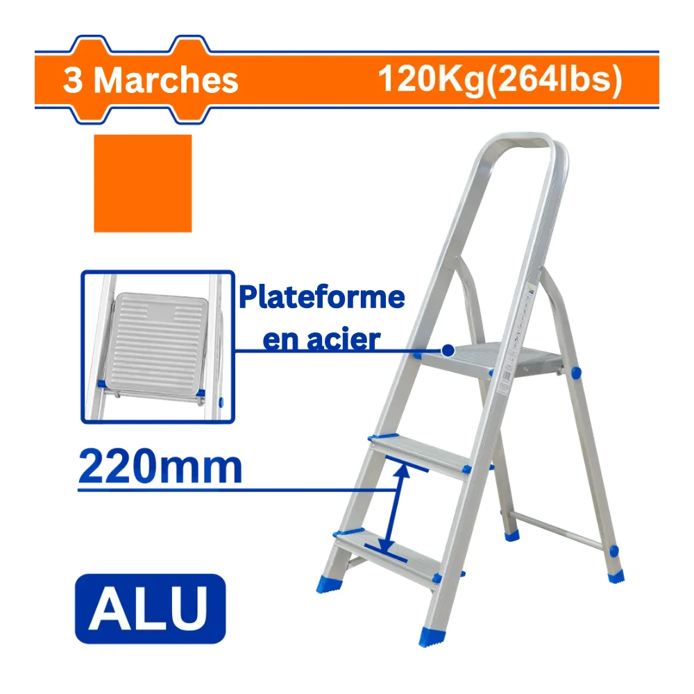 WADFOW Escabeau aluminium 3 marches