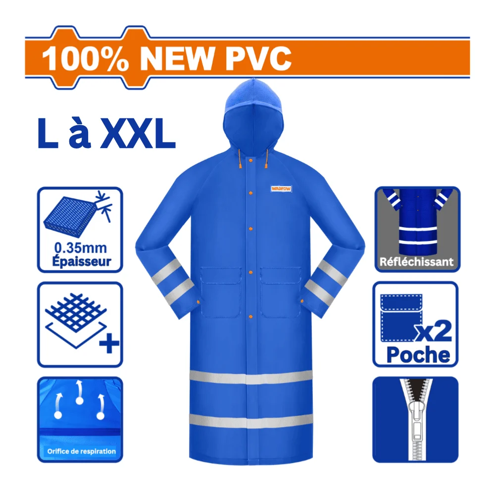 WADFOW Manteau imperméable + bande de sécurité en PVC L à XXL-1