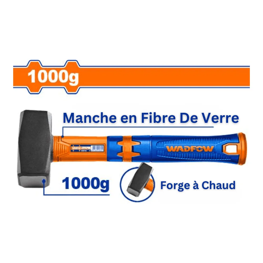 WADFOW Marteau de lapidation 1000g manche en fibre