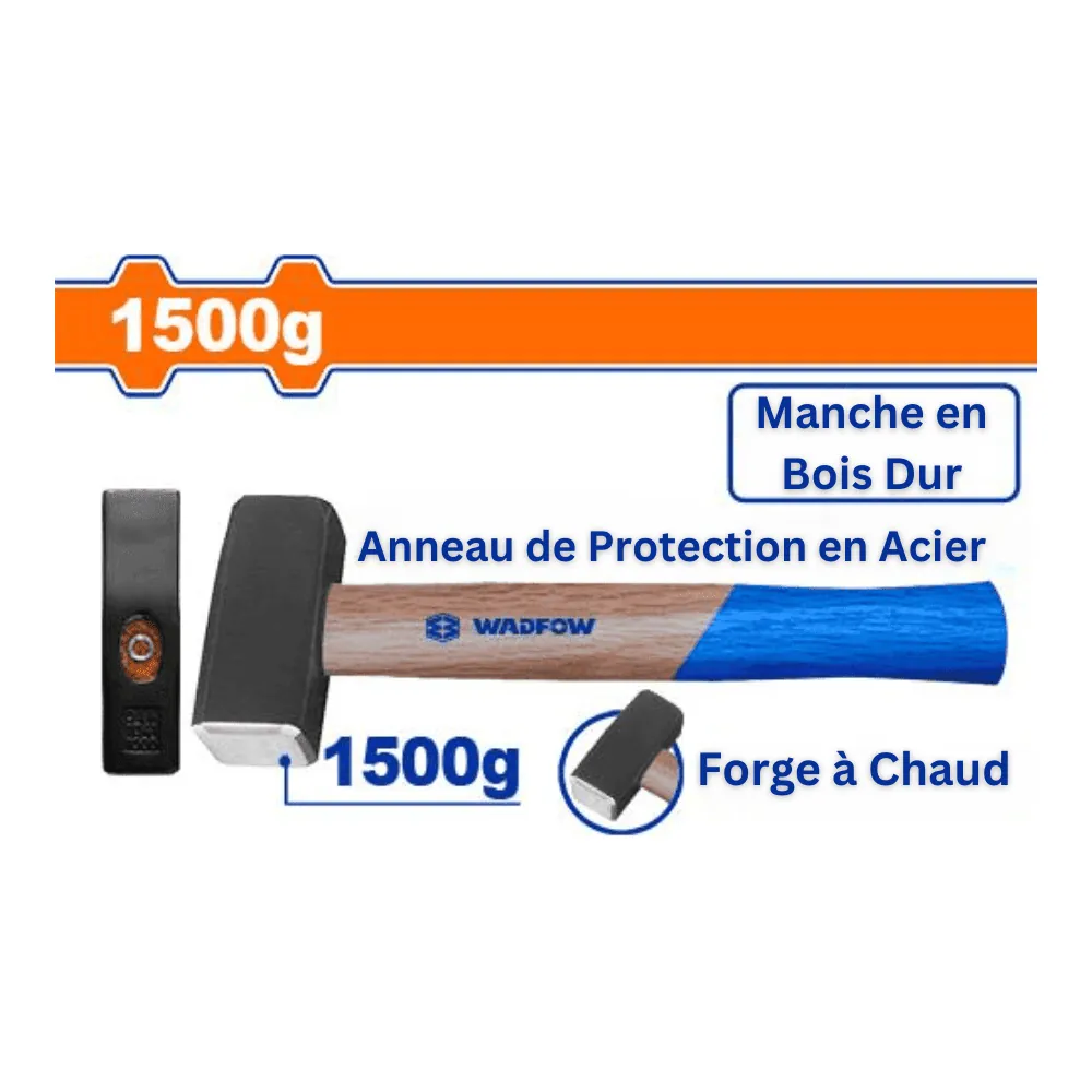 WADFOW Marteau de lapidation 1500g manche en bois