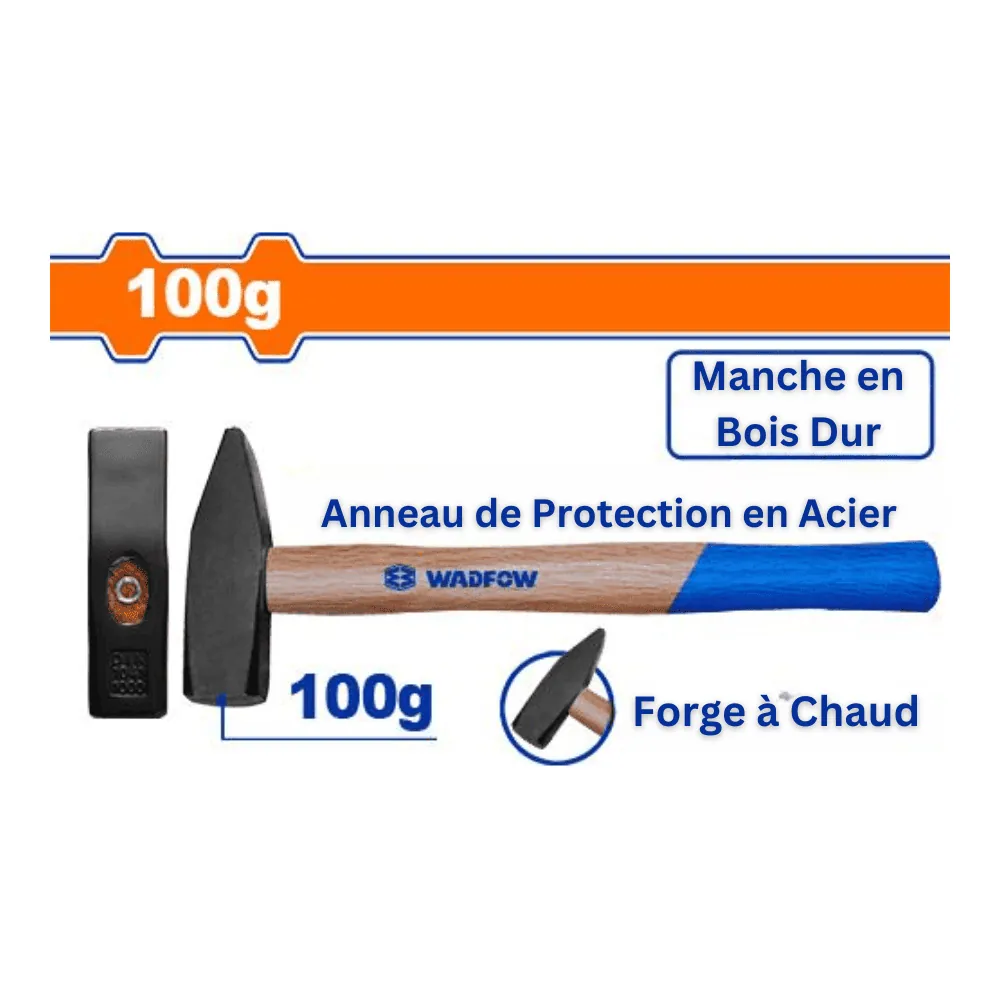 WADFOW Marteau de machiniste 100g manche en bois