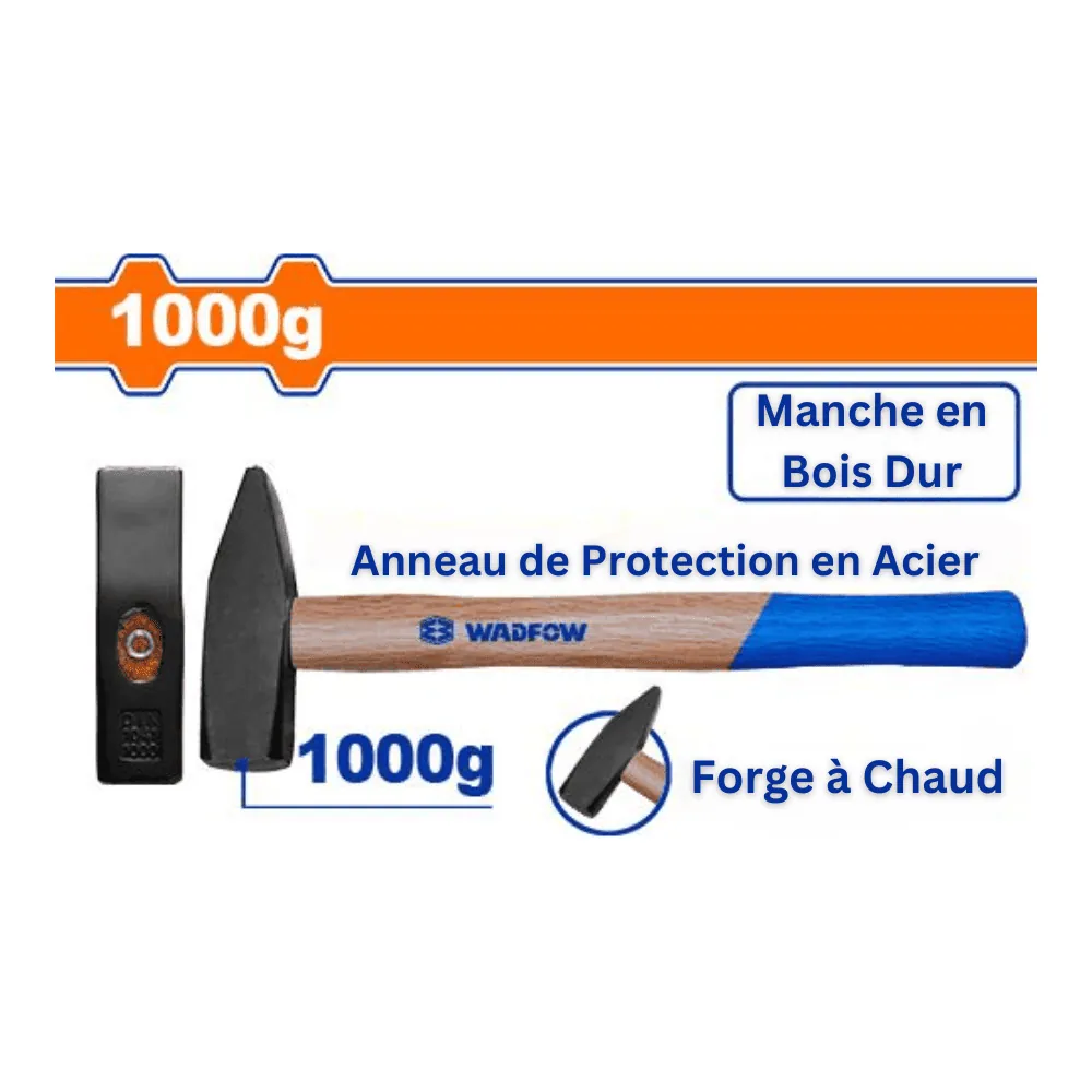 WADFOW Marteau machiniste 1000g manche en bois