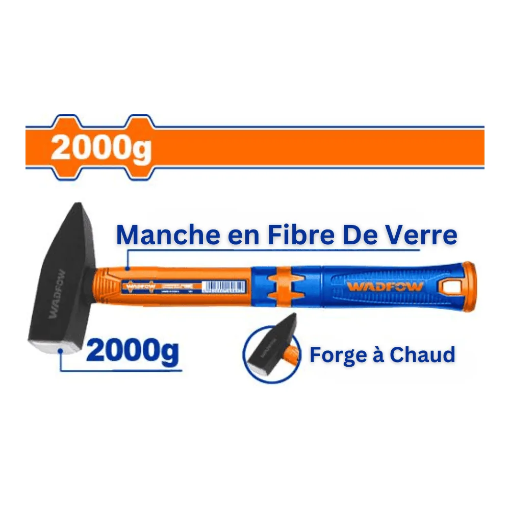 WADFOW Marteau machiniste 2 kg manche en fibre