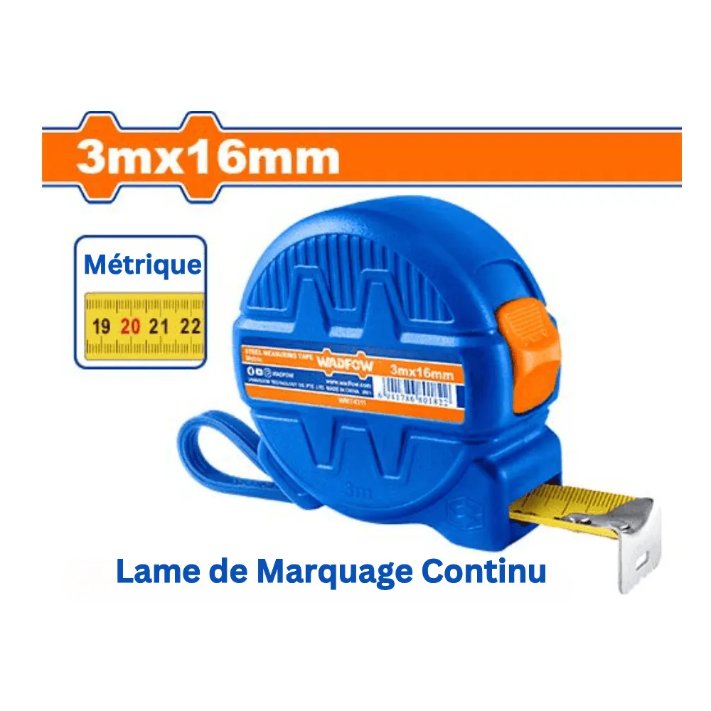 WADFOW Mètre à ruban en acier 3 m x 16 mm