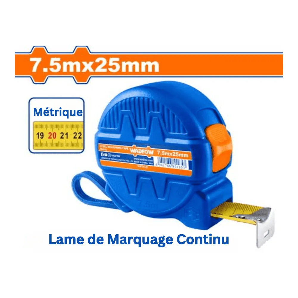 WADFOW Mètre à ruban en acier 7.5 m x 25 mm
