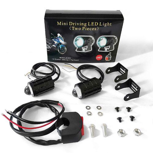 2 Pièces Mini Projecteur LED Bicolore, Phare Moto Universel 8-80V Étanche IP67, Lumière Jaune et Blanche pour Voiture et Camion