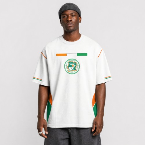 T-shirt Oversize Côte d'Ivoire Blanc - Drapeau + Éléphant - S / M / L