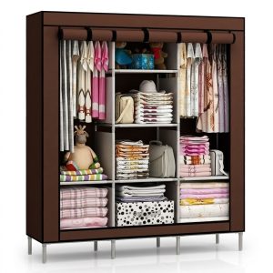 Armoire / Penderie en Tissu XXL à 3 Colonnes avec Housse de Protection