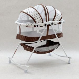 Berceau portable pour bébé avec moustiquaire respirante, auvent réglable et roulettes verrouillables