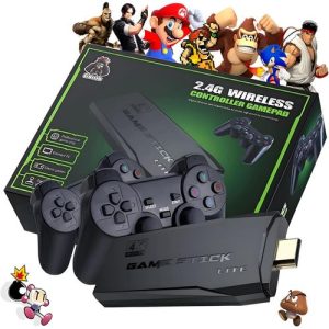 Console de Jeux Rétro Game Stick 4K Sans Fil- manettes de jeu rétro - plus de 21000 jeux - 20 simulateurs - Console rétro 4K HDMI portable connectable 64G