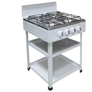 Cuisinière 4 Grands Feux Avec Étagères Solides - Blanc
