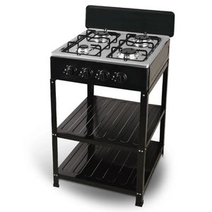 Cuisinière 4 Grands Feux Avec Étagères Solides - Noir