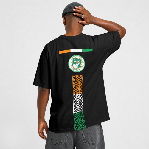 T-shirt Oversize Côte d'Ivoire Noir - Drapeau + Éléphant - S / M / L