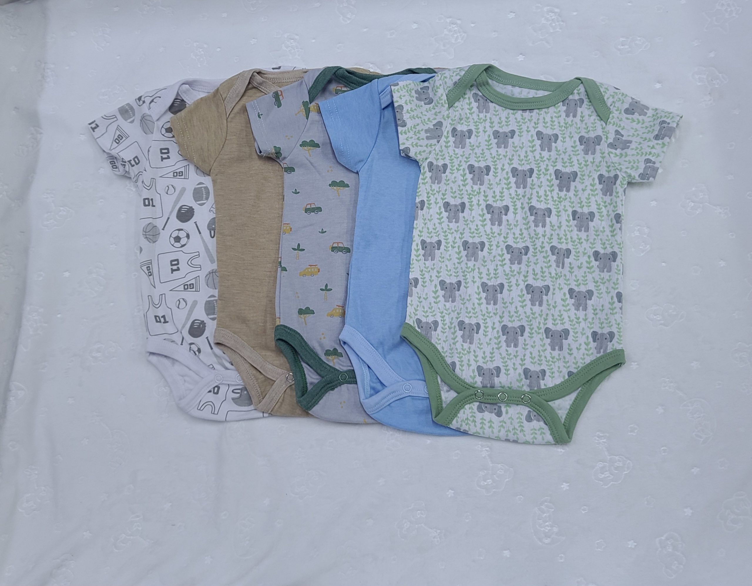 Ensemble de 5 bodies pour bébé garçon (0-6 mois) | Grenouillères en coton doux