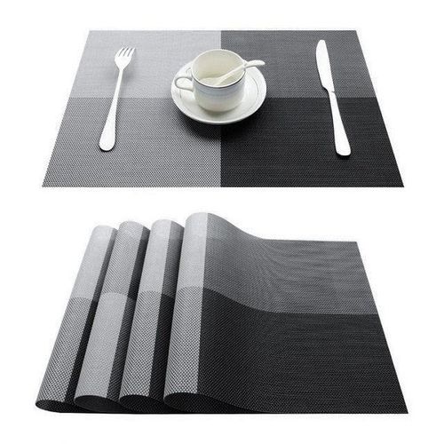 Ensemble de 6 sets de table, antidérapants et résistants à la chaleur, lavables, en vinyle tissé à rayures