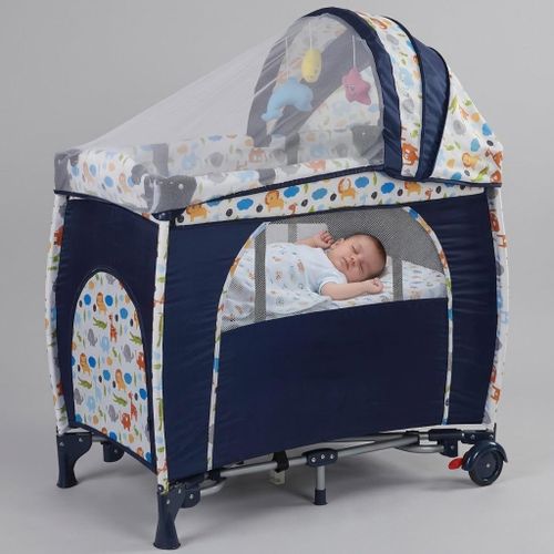 Lit bébé pliable et utile - Bleu