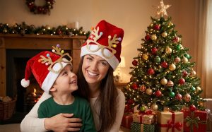 Lot de 12 Chapeau de Noël Pè-Noël en Peluche avec Lunettes et Moustache - Décoration & Accessoire de Fête (Copie) (Copie)