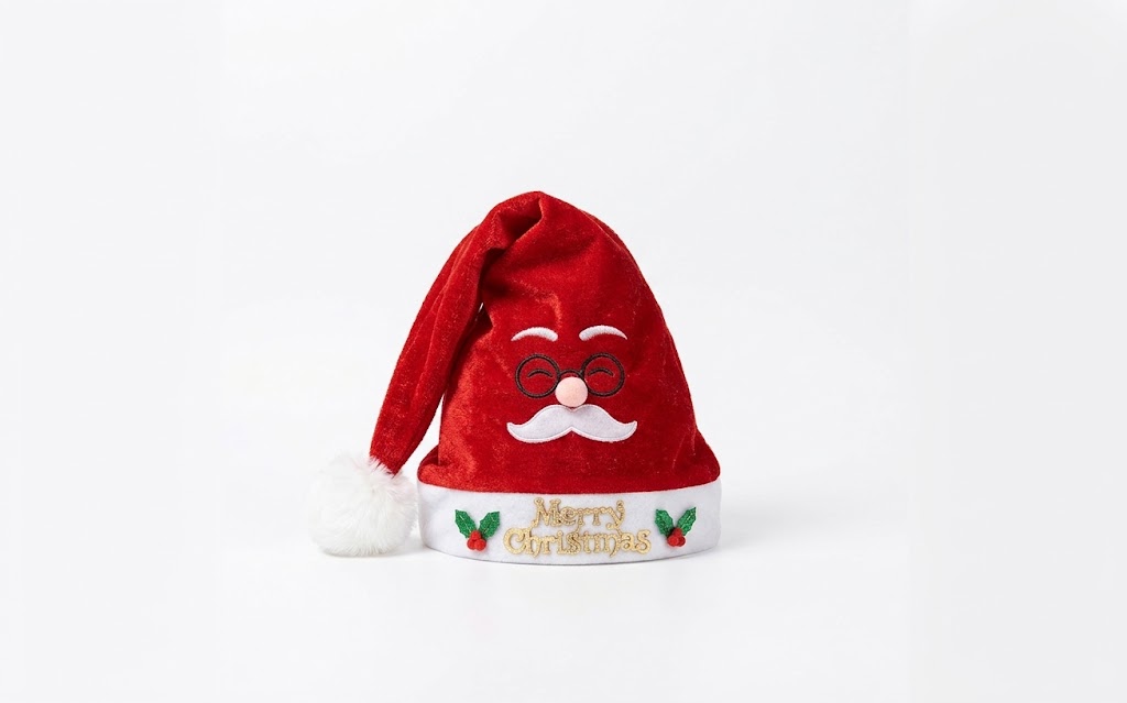 Lot de 12 Chapeau de Noël Pè-Noël en Peluche avec Lunettes et Moustache - Décoration &amp; Accessoire de Fête