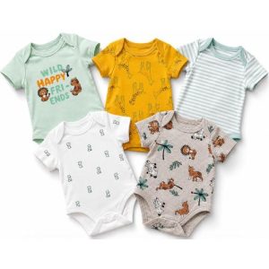 Lot De 5 Barboteuses Bébé - Coton Doux Premium - 6 À 9 Mois - Multicolore