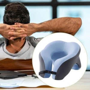 Oreiller cervical à mémoire de forme, oreiller ergonomique pour la sieste, coussin appui-tête – Double usage (chambre d'étudiant et voyage) – Bleu (Copie)