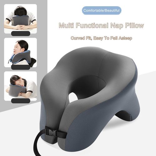 Oreiller de cou confortable en forme de U avec boîte de rangement - idéal pour les voyages, la sieste et l'utilisation au bureau-1