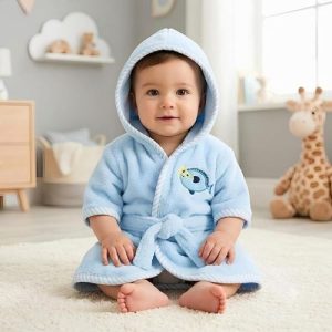 Peignoir à capuche pour bébé, en polaire corail, doux et absorbant, joli motif brodé, idéal pour le bain, la natation et la plage