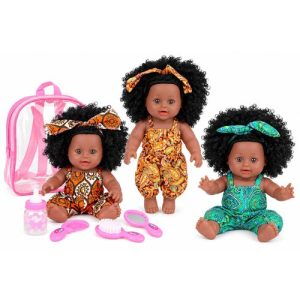 PoupĂ©e BĂ©bĂ© Africaine Interactive â Peau Marron, Cheveux BouclĂ©s, Tenue ColorĂ©e
