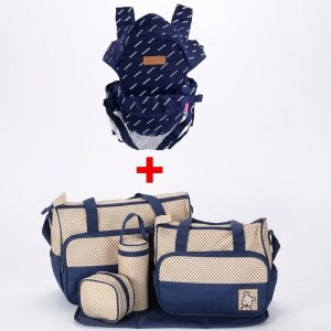 Sac à Langer Imprimé Bleu + Porte-Bébé Kangourou - Bleu (Copie)