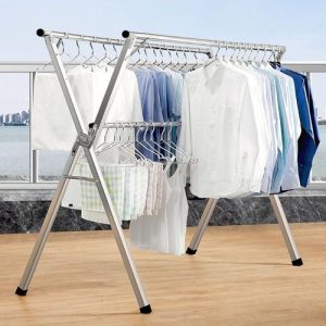 Séchoir à linge pliable en acier inoxydable de type X, 1,6 m/2 m/2,4 m, pour sécher les vêtements