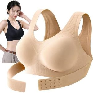 soutien-gorge pour femmes, couvrance totale, fermeture croisée sans coutures sur le devant, soutien de la taille ajustable, sous-vêtements sculptants respirants