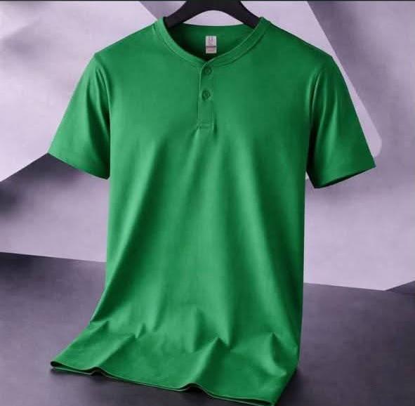 t-shirt à manches courtes style col Henley - vert