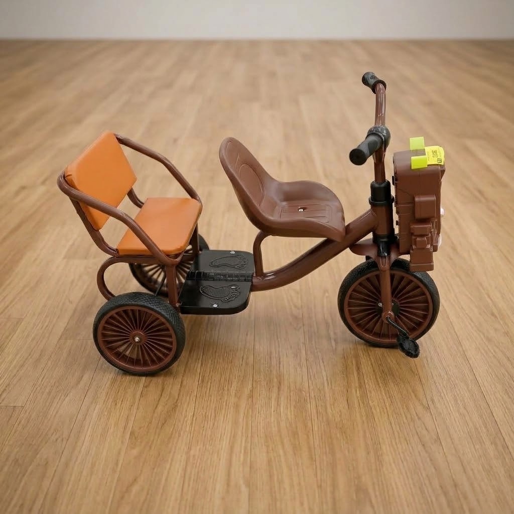 Vélo Tricycle 2 en 1 pour enfant 2 à 6 ans à 3 roues – Musique et son - Marron-1