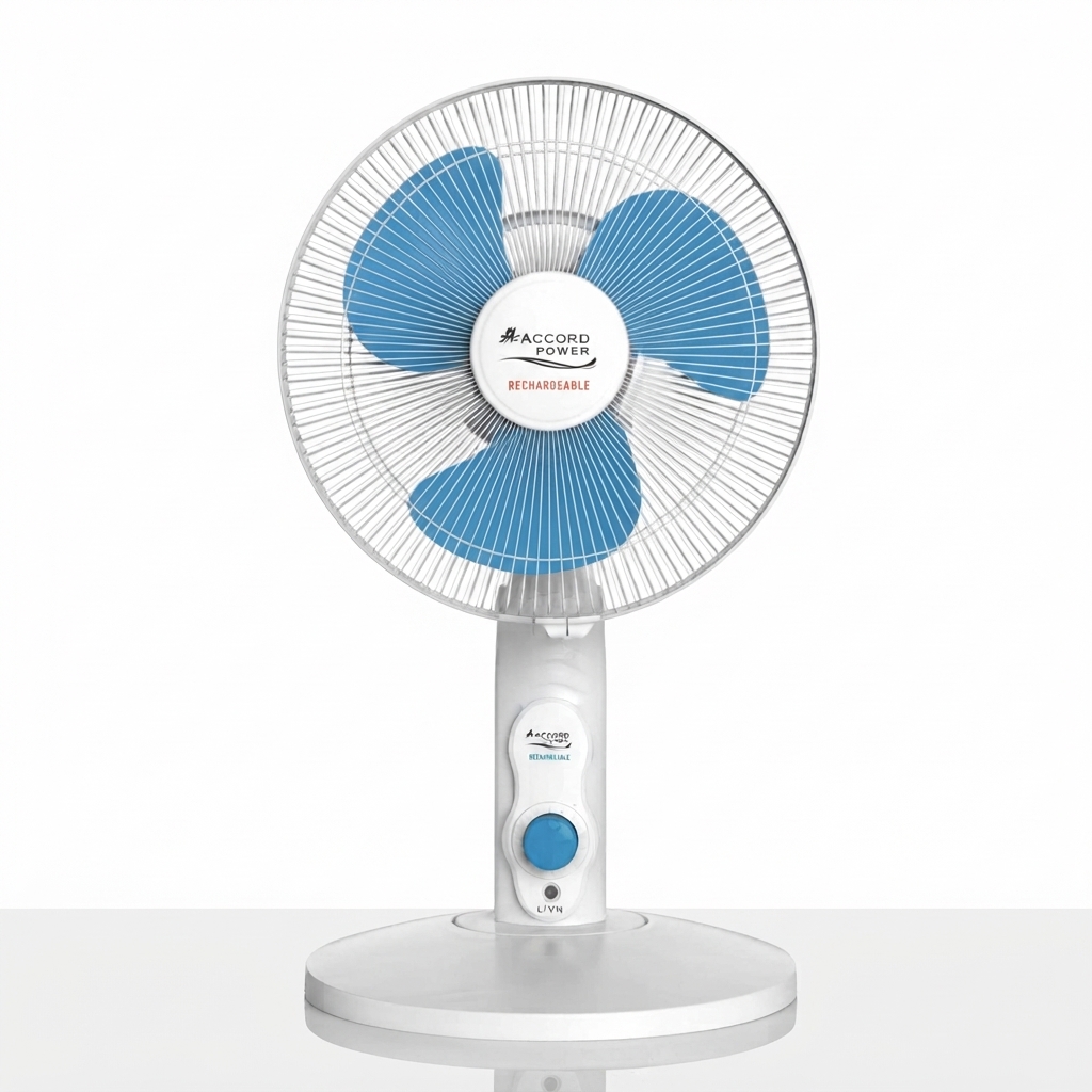 Ventilateur de table rechargeable 12" Accord Power - Bleu